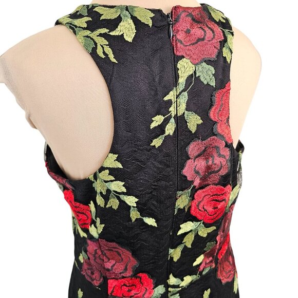 Betsy Johnson Black Floral Embroidered Dress Sz 8 - Picture 7 of 13